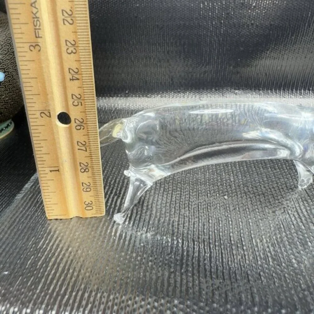 Vintage Clear Hand blown Art Glass Dachshund Wiener Dog Figurine Delicate Figure
